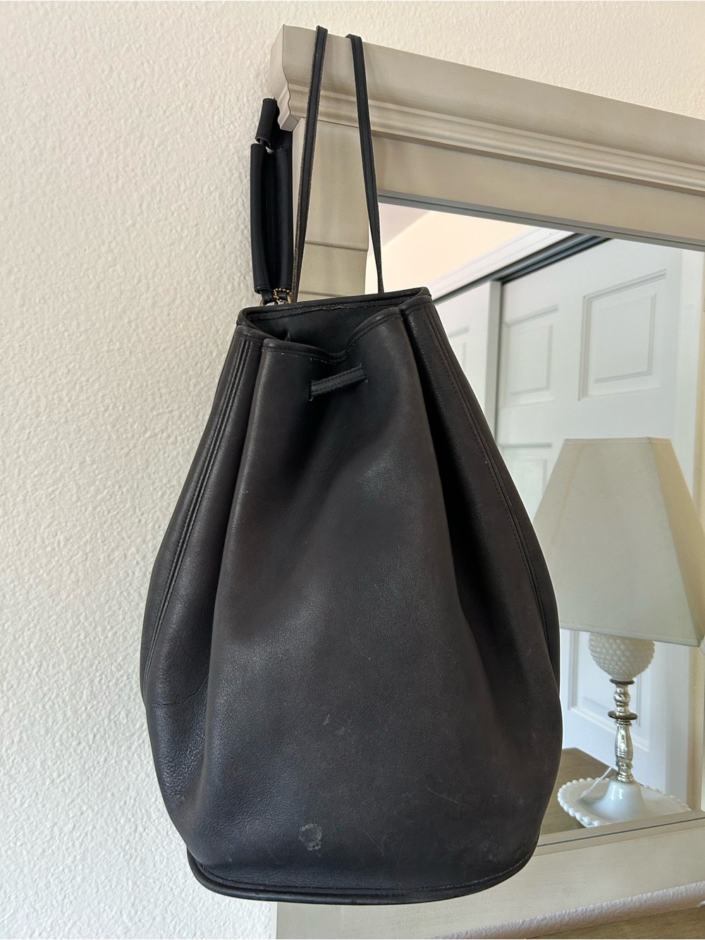 Coach Black Leather Drawstring Backpack - Picture 2 of 9